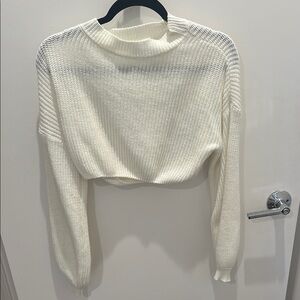 White Knit Cropped Sweater